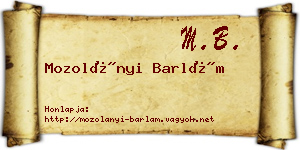 Mozolányi Barlám névjegykártya